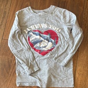 Gray Shark Graphic Kids Long Sleeve Shirt